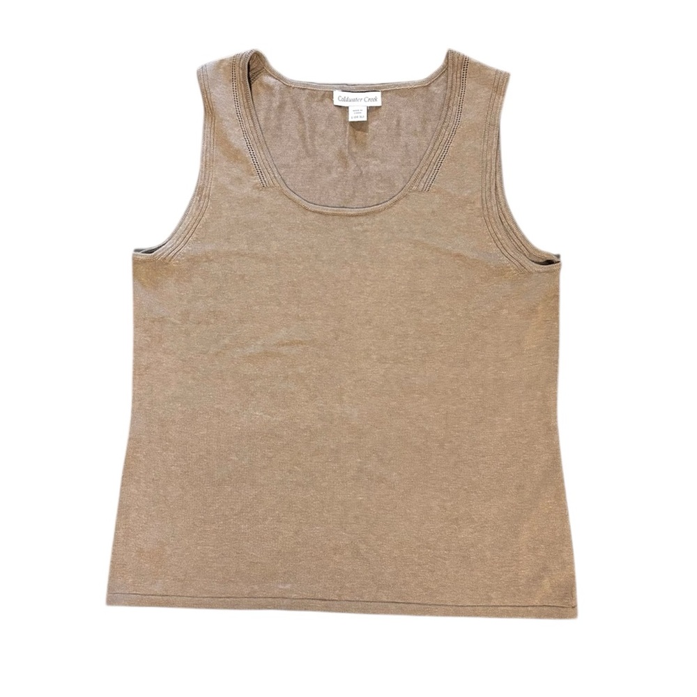 Silk Cotton Tank Coldwater Creek Women’s Large Gold Tan